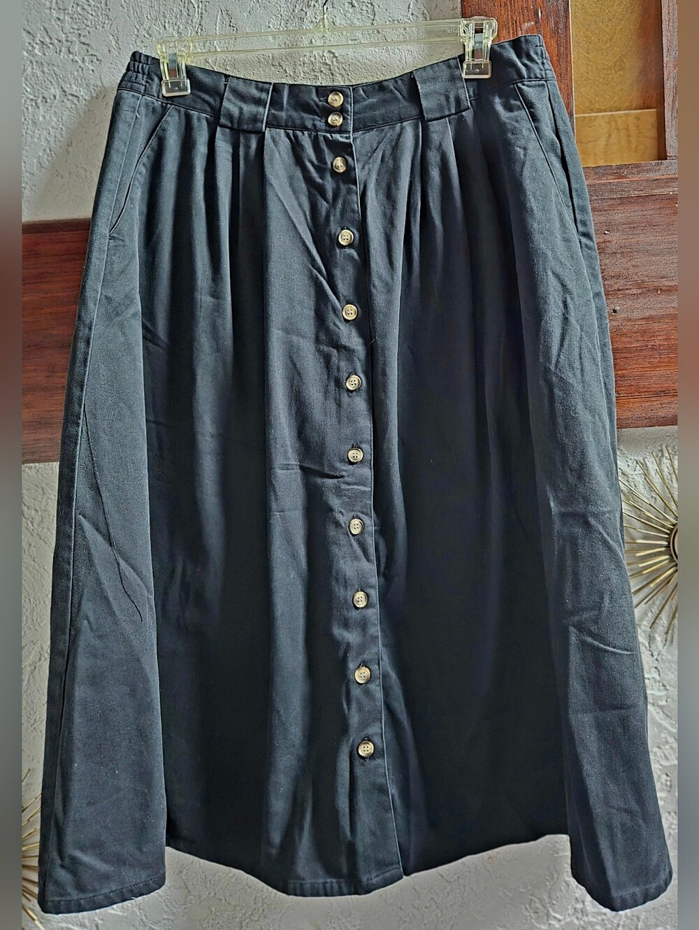 Cabin Creek Black Button-Front A-Line Skirt